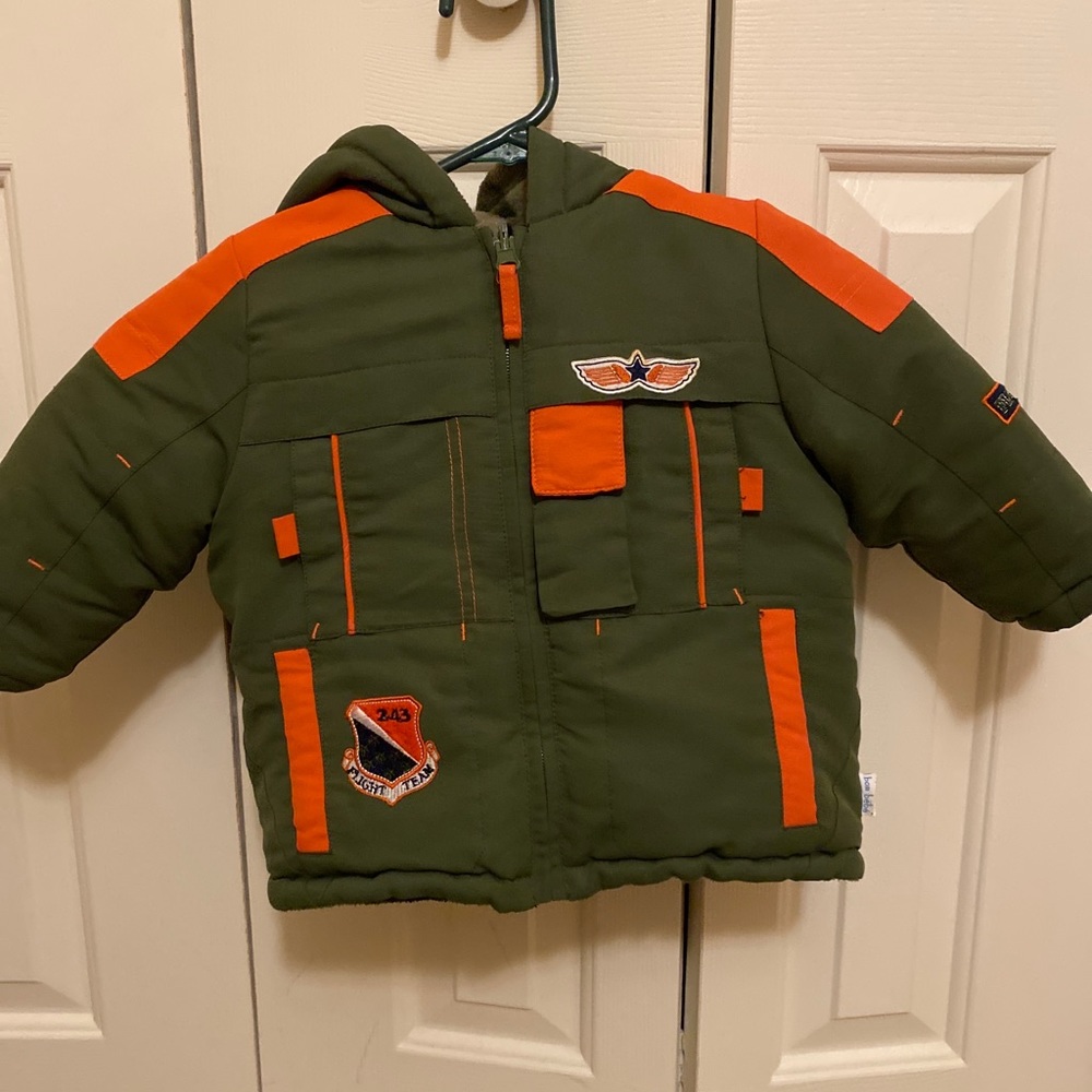 Baby Reversible Hoodie Jacket 18 Months Bon Bébé Exc. Cond. Olive/ Orange/ Camo